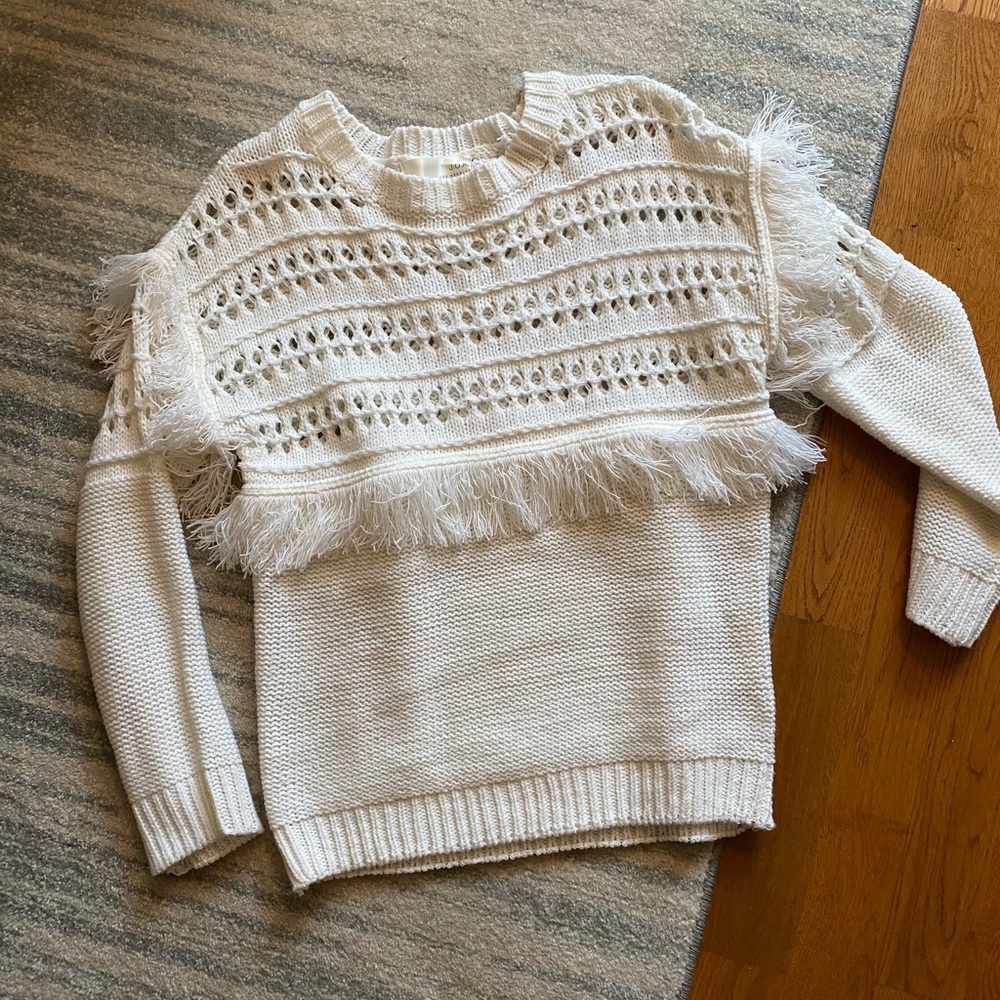 J.O.A white fringe sweater
